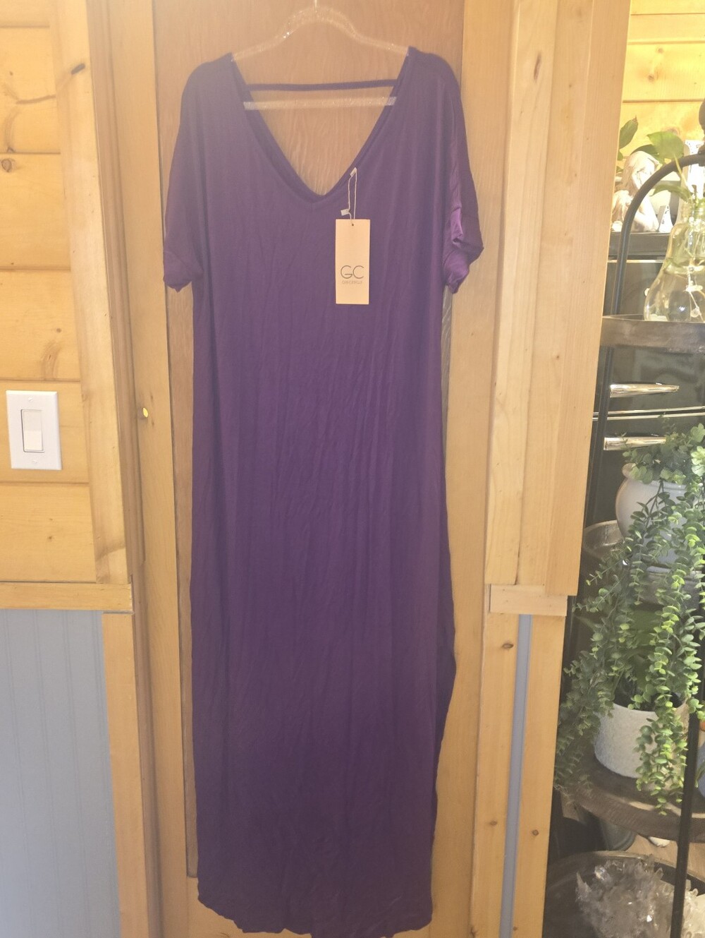 NWT grecerelle 2XL purple rayon blend slit side maxi dress
